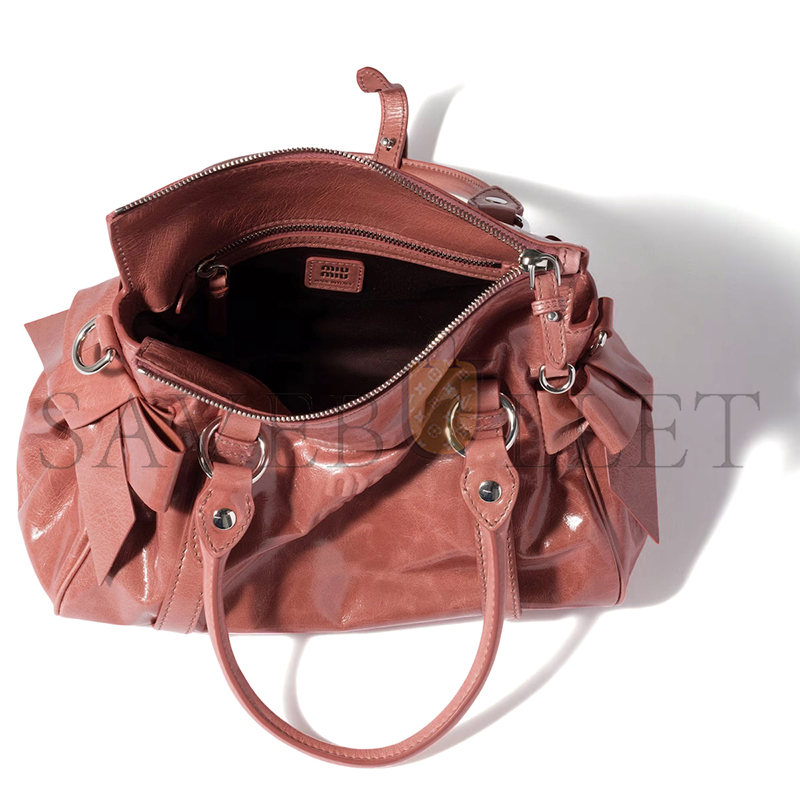 MIU MIU SHINY LEATHER TOP-HANDLE BAG 5BA327 (27*16*13cm)